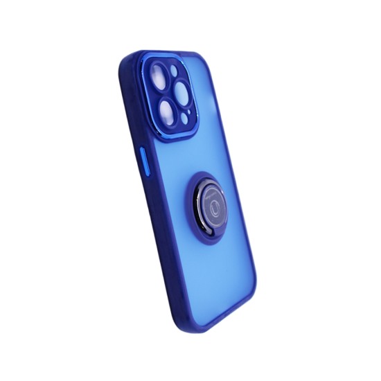 Case with Support Ring for Apple iPhone 15 Pro Max Smoked Blue Case with Support Ring for Apple iPhone 15 Pro Max Smoked Blue